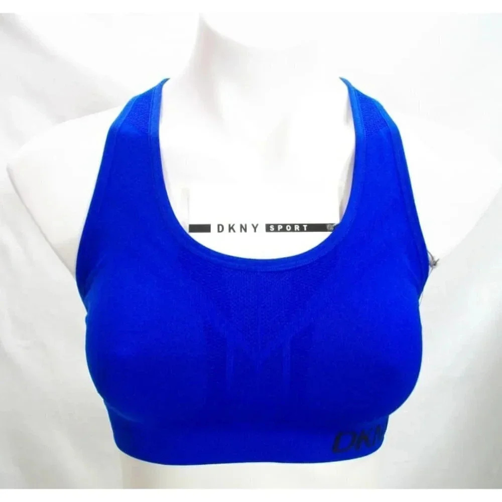 MEDIUM DKNY DP7T5255 Medium-Impact Seamless Bra Wire Free Sports Bra New with T
